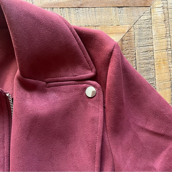 Red/burgundy suede moto jacket - Picture 2 of 4